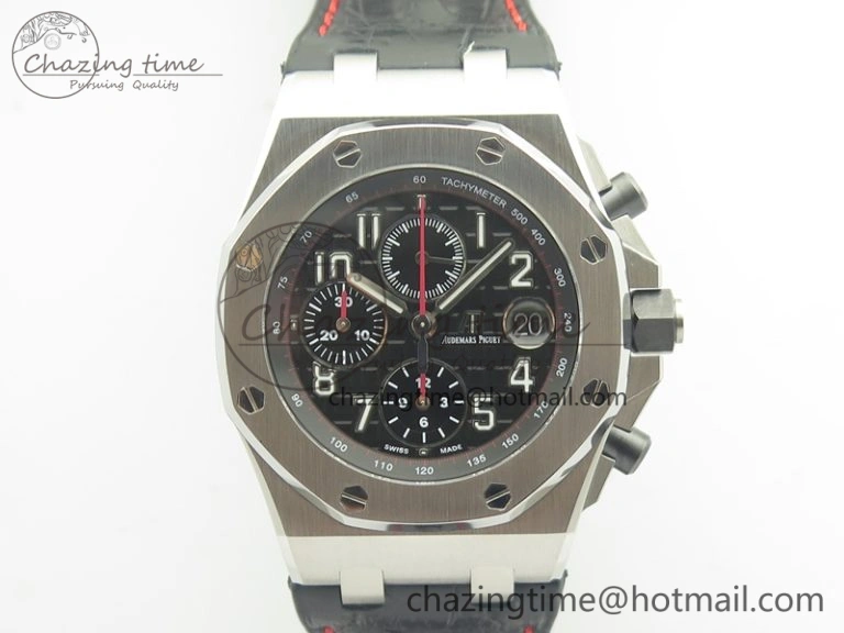 Royal Oak Offshore 2014 Black Theme JF On Black Leather Strap A3126 V2 w Cyclops And DW Mod (Free Rubber Strap) SoftTouch 4953