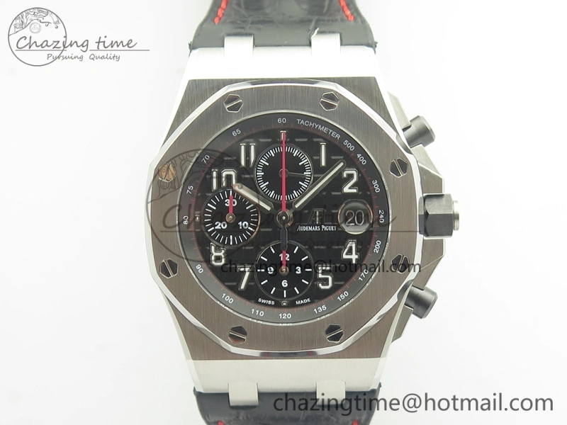 Royal Oak Offshore 2014 Black Theme JF On Black Leather Strap A3126 V2 w Cyclops And DW Mod (Free Rubber Strap) SoftTouch 4953