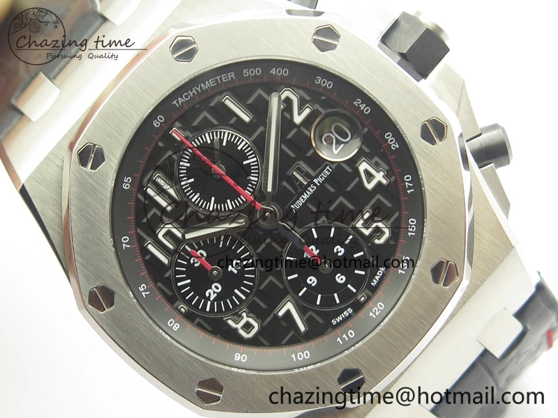 Royal Oak Offshore 2014 Black Theme JF On Black Leather Strap A3126 V2 w Cyclops And DW Mod (Free Rubber Strap) SoftTouch 4953