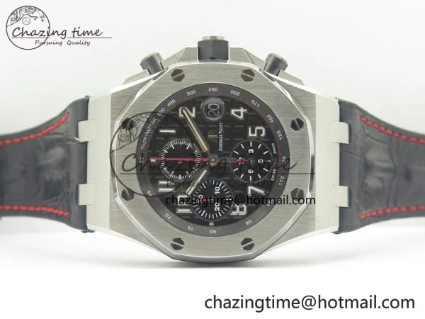 Royal Oak Offshore 2014 Black Theme JF On Black Leather Strap A3126 V2 w Cyclops And DW Mod (Free Rubber Strap) SoftTouch 4953