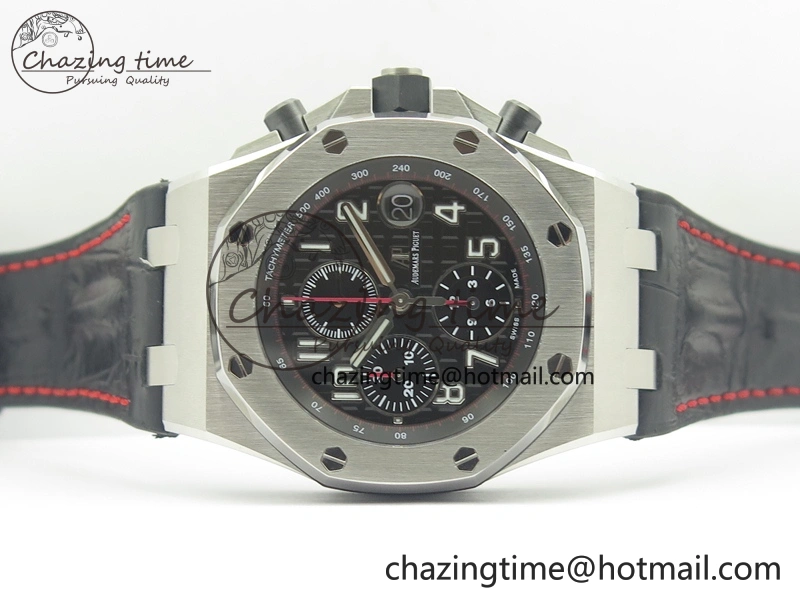 Royal Oak Offshore 2014 Black Theme JF On Black Leather Strap A3126 V2 w Cyclops And DW Mod (Free Rubber Strap) SoftTouch 4953