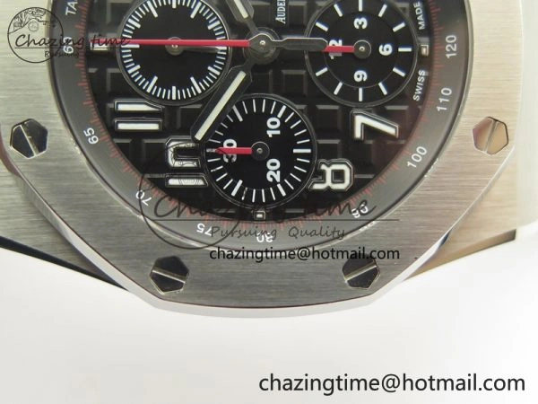 Royal Oak Offshore 2014 Black Theme JF On Black Leather Strap A3126 V2 w Cyclops And DW Mod (Free Rubber Strap) SoftTouch 4953