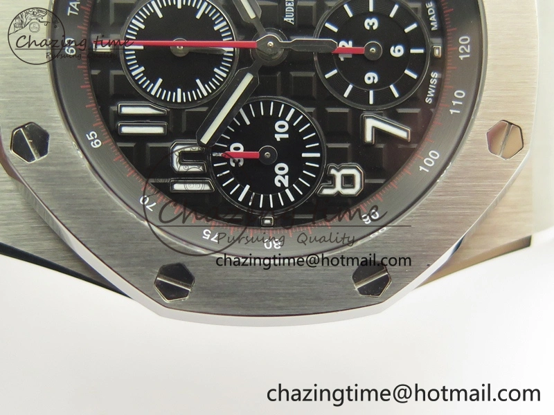 Royal Oak Offshore 2014 Black Theme JF On Black Leather Strap A3126 V2 w Cyclops And DW Mod (Free Rubber Strap) SoftTouch 4953