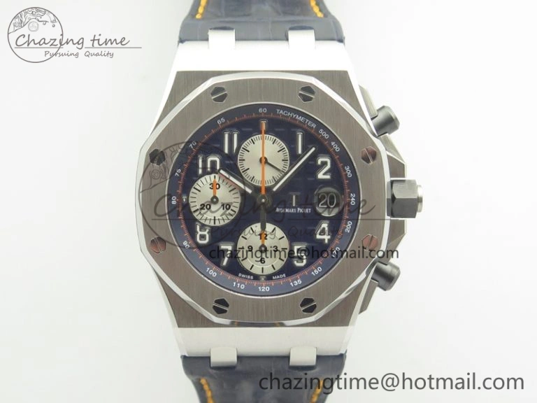 Soft Royal Oak Offshore 2014 Blue Theme JF On Blue Leather Strap A3126 V2 w Cyclops And DW Mod (Free Rubber Strap) 4949