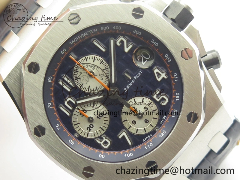 Soft Royal Oak Offshore 2014 Blue Theme JF On Blue Leather Strap A3126 V2 w Cyclops And DW Mod (Free Rubber Strap) 4949