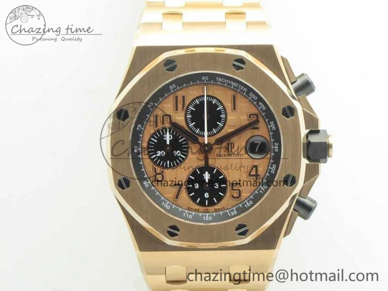 Efficient Royal Oak Offshore 2014 Gold Theme JF 1:1 Best Edition On RG Bracelet A3126 V 4956