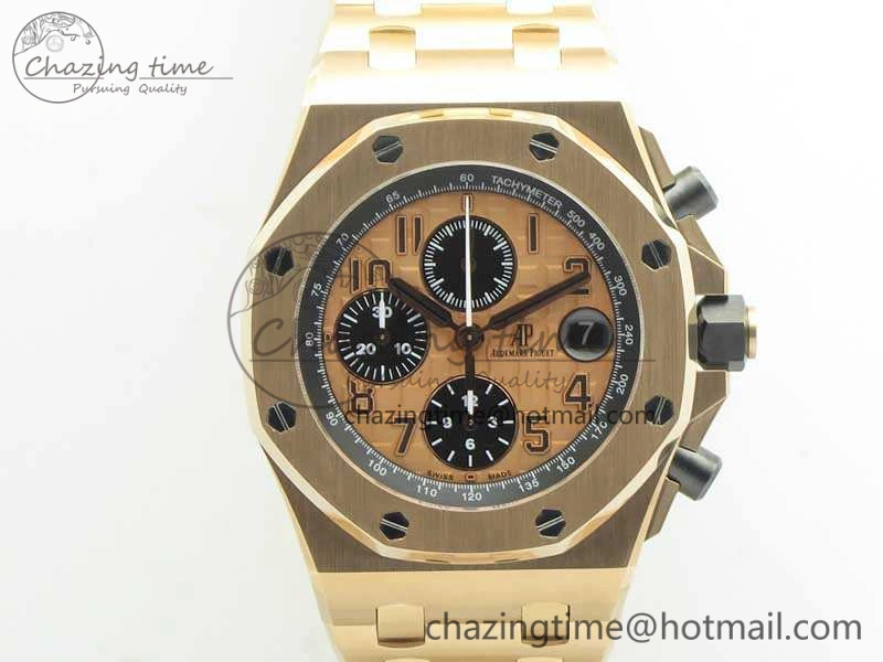 Efficient Royal Oak Offshore 2014 Gold Theme JF 1:1 Best Edition On RG Bracelet A3126 V 4956