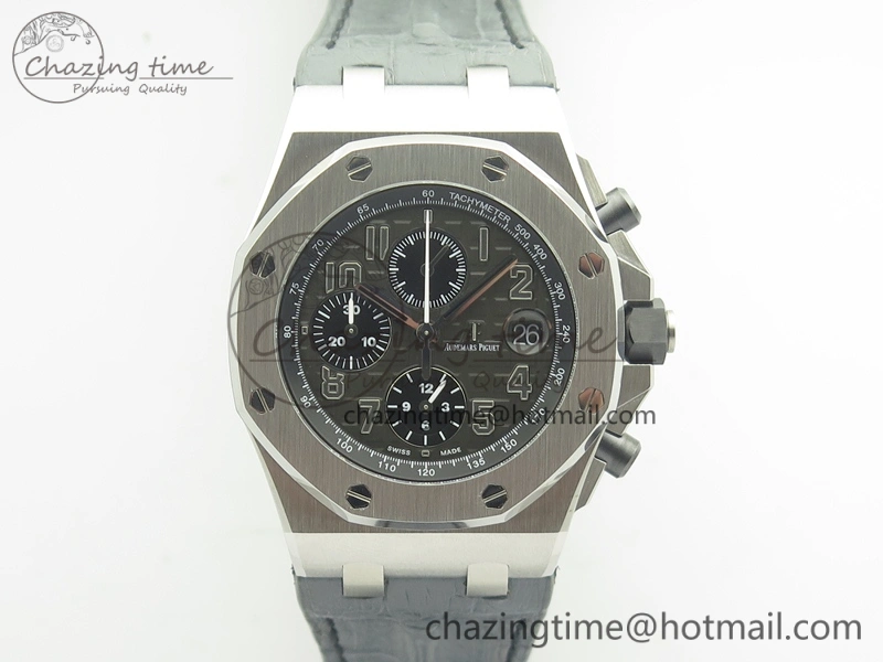 Lightweight Royal Oak Offshore 2014 Gray Theme JF On Gray Leather Strap A3126 V2 w Cyclops And DW Mod (Free Rubber Strap) 4951