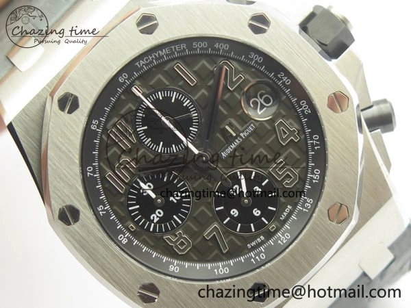 Lightweight Royal Oak Offshore 2014 Gray Theme JF On Gray Leather Strap A3126 V2 w Cyclops And DW Mod (Free Rubber Strap) 4951