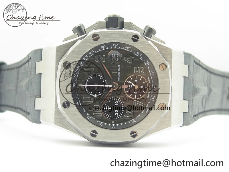 Lightweight Royal Oak Offshore 2014 Gray Theme JF On Gray Leather Strap A3126 V2 w Cyclops And DW Mod (Free Rubber Strap) 4951