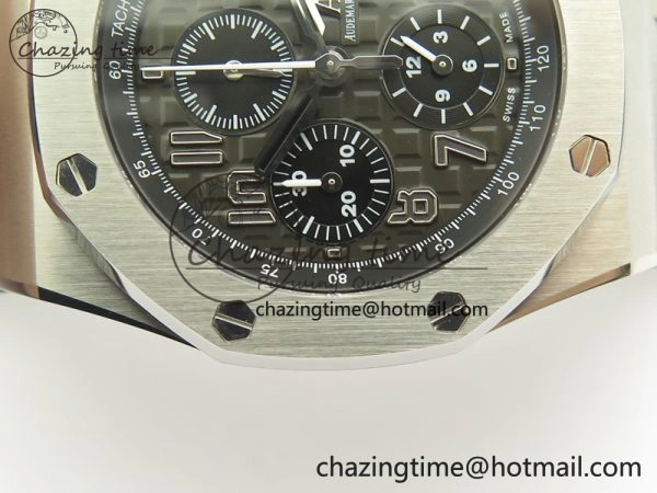 Lightweight Royal Oak Offshore 2014 Gray Theme JF On Gray Leather Strap A3126 V2 w Cyclops And DW Mod (Free Rubber Strap) 4951