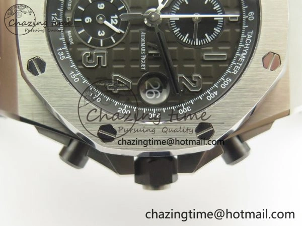 Lightweight Royal Oak Offshore 2014 Gray Theme JF On Gray Leather Strap A3126 V2 w Cyclops And DW Mod (Free Rubber Strap) 4951