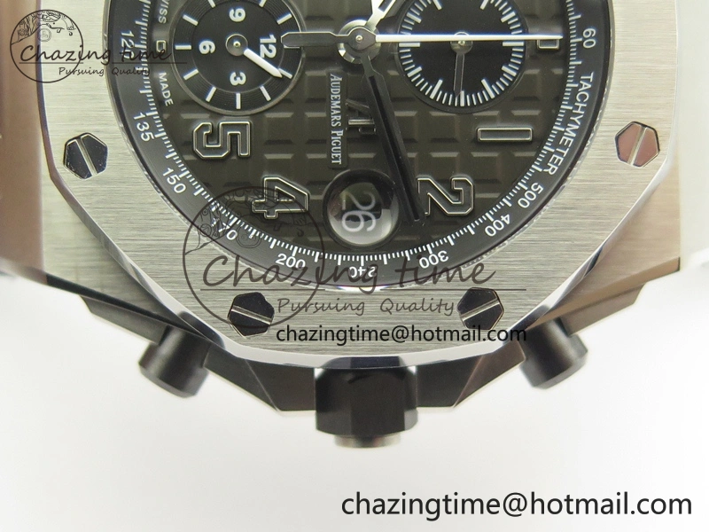 Lightweight Royal Oak Offshore 2014 Gray Theme JF On Gray Leather Strap A3126 V2 w Cyclops And DW Mod (Free Rubber Strap) 4951