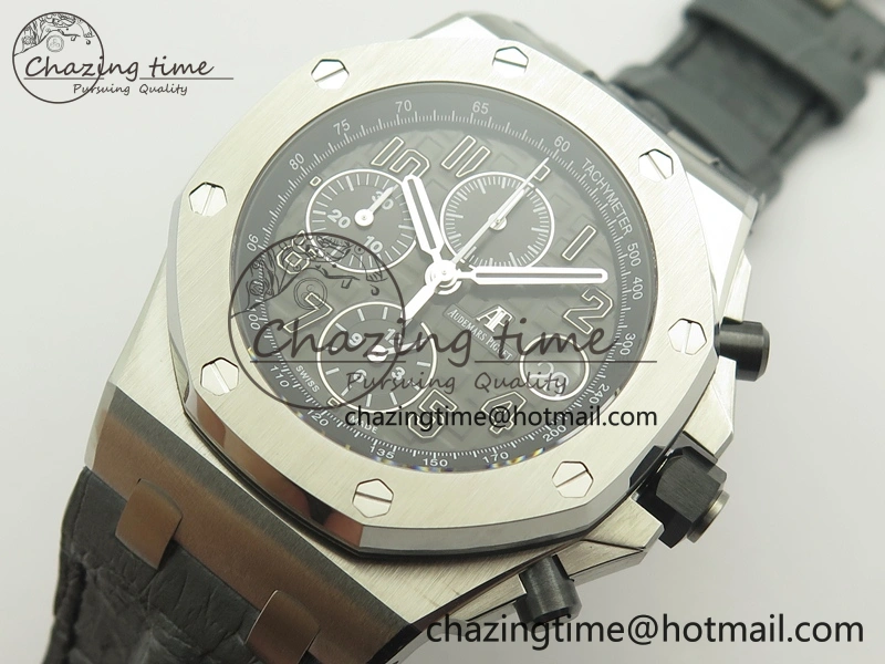 Lightweight Royal Oak Offshore 2014 Gray Theme JF On Gray Leather Strap A3126 V2 w Cyclops And DW Mod (Free Rubber Strap) 4951
