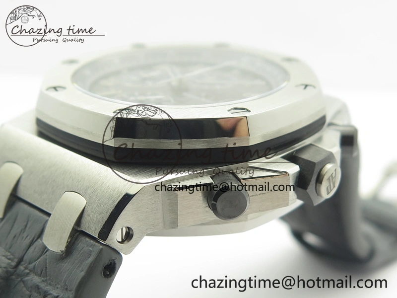 Lightweight Royal Oak Offshore 2014 Gray Theme JF On Gray Leather Strap A3126 V2 w Cyclops And DW Mod (Free Rubber Strap) 4951