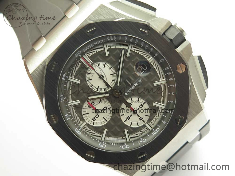 Royal Oak Offshore 2017 44mm JF 1:1 Best Edition Gray Dial On Rubber Strap A3126 (Free XS Strap)V2 w  Cyclops Modern 4896
