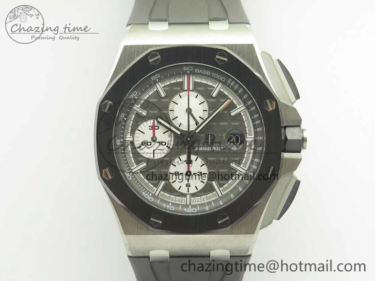 Royal Oak Offshore 2017 44mm JF 1:1 Best Edition Gray Dial On Rubber Strap A3126 (Free XS Strap)V2 w  Cyclops Modern 4896
