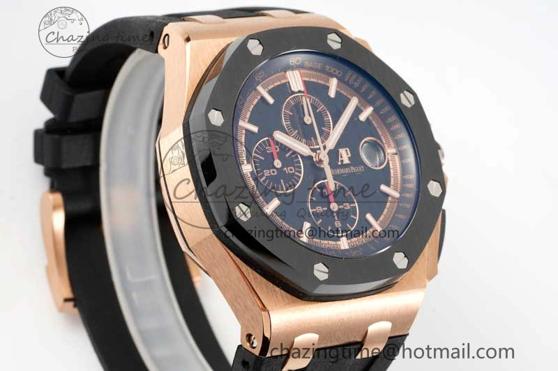 Timeless Royal Oak Offshore 2017 44mm RG Black Ceramic Bezel APF 1:1 Best Edition on Rubber Strap A 4774