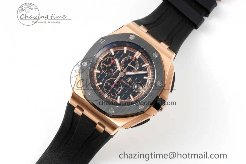Timeless Royal Oak Offshore 2017 44mm RG Black Ceramic Bezel APF 1:1 Best Edition on Rubber Strap A 4774