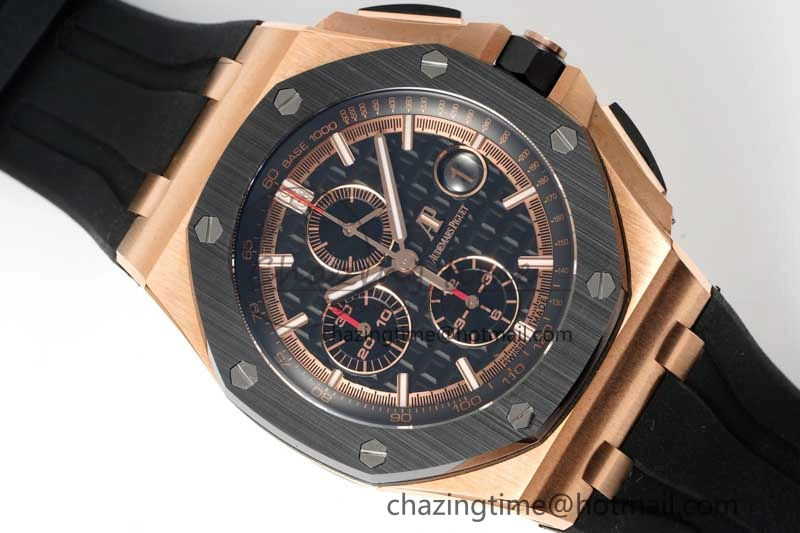 Timeless Royal Oak Offshore 2017 44mm RG Black Ceramic Bezel APF 1:1 Best Edition on Rubber Strap A 4774