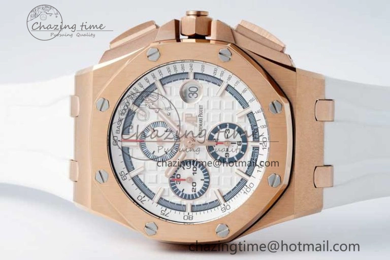Casual Royal Oak Offshore 2017 44mm RG Summer Edition APF 1:1 Best Edition on White Rubber Strap A 4719