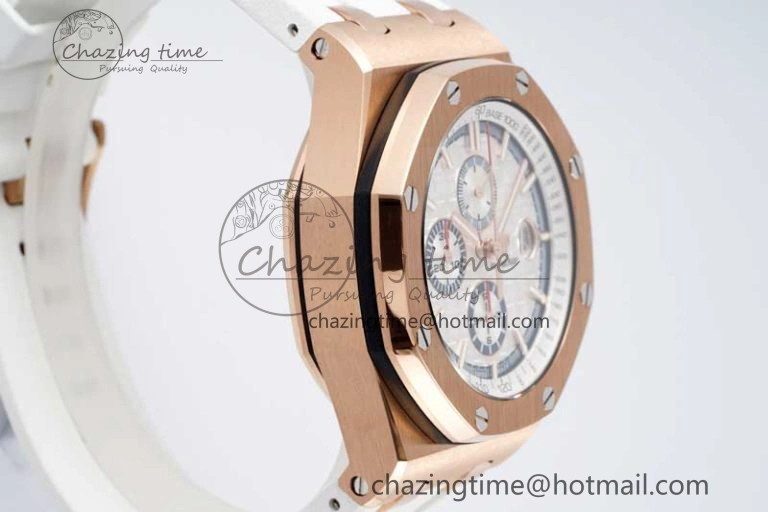 Casual Royal Oak Offshore 2017 44mm RG Summer Edition APF 1:1 Best Edition on White Rubber Strap A 4719