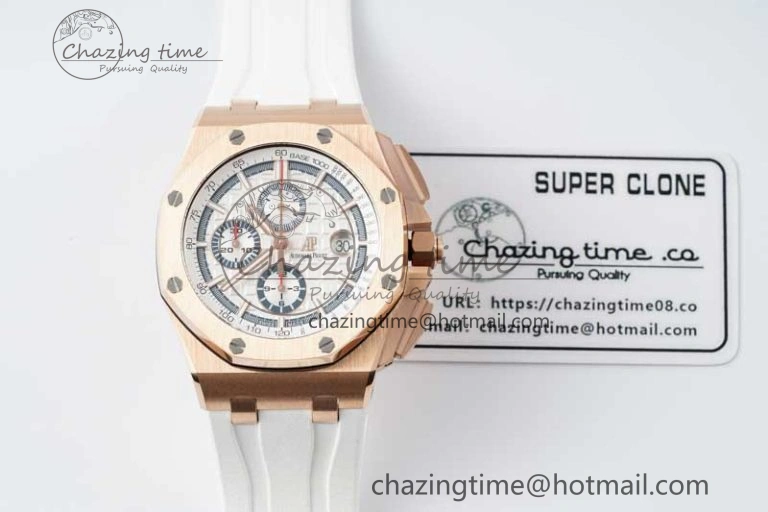 Casual Royal Oak Offshore 2017 44mm RG Summer Edition APF 1:1 Best Edition on White Rubber Strap A 4719