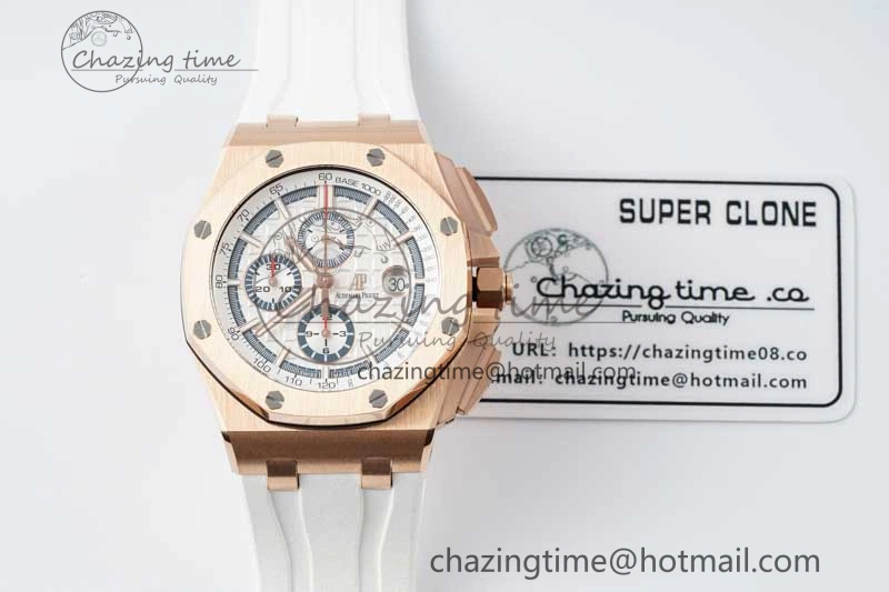 Casual Royal Oak Offshore 2017 44mm RG Summer Edition APF 1:1 Best Edition on White Rubber Strap A 4719