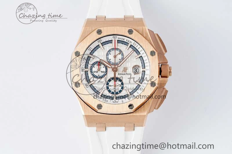 Casual Royal Oak Offshore 2017 44mm RG Summer Edition APF 1:1 Best Edition on White Rubber Strap A 4719