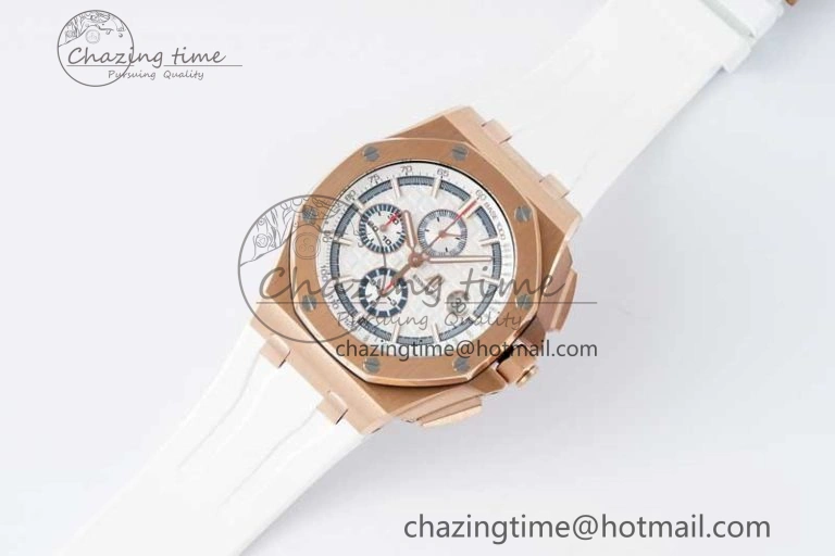 Casual Royal Oak Offshore 2017 44mm RG Summer Edition APF 1:1 Best Edition on White Rubber Strap A 4719