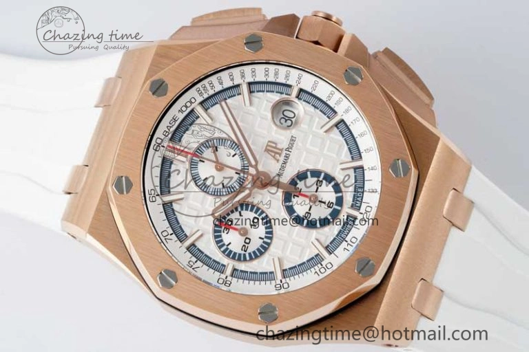 Casual Royal Oak Offshore 2017 44mm RG Summer Edition APF 1:1 Best Edition on White Rubber Strap A 4719
