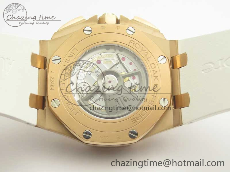 Classic Royal Oak Offshore 2017 44mm RG Summer Edition JF 1:1 Best Edition on White Rubber Strap A3126 V2 w  Cyclops 4930