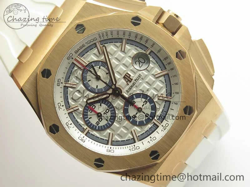 Classic Royal Oak Offshore 2017 44mm RG Summer Edition JF 1:1 Best Edition on White Rubber Strap A3126 V2 w  Cyclops 4930
