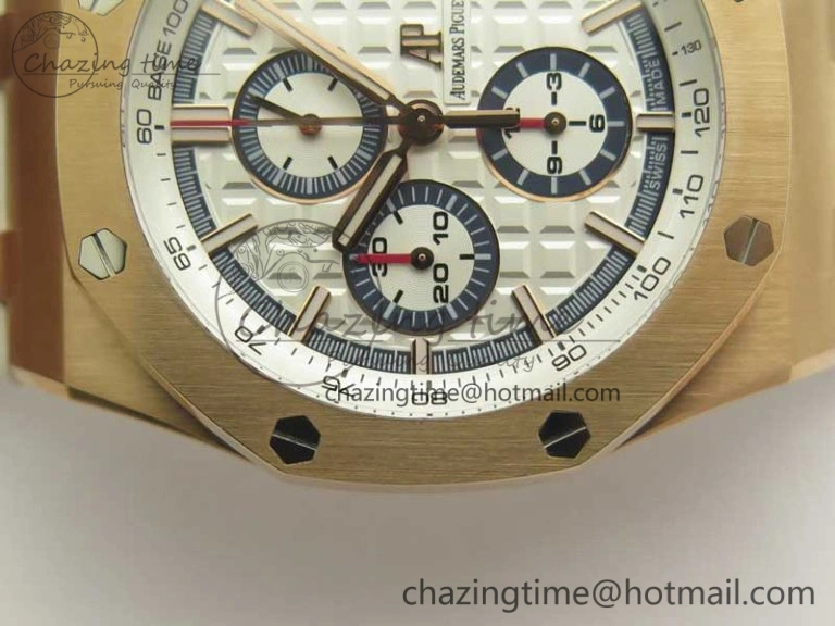 Classic Royal Oak Offshore 2017 44mm RG Summer Edition JF 1:1 Best Edition on White Rubber Strap A3126 V2 w  Cyclops 4930