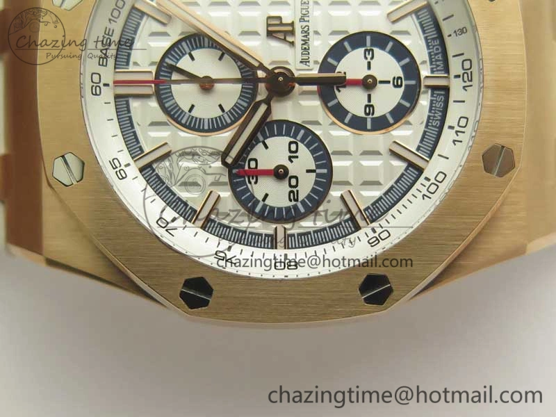 Classic Royal Oak Offshore 2017 44mm RG Summer Edition JF 1:1 Best Edition on White Rubber Strap A3126 V2 w  Cyclops 4930