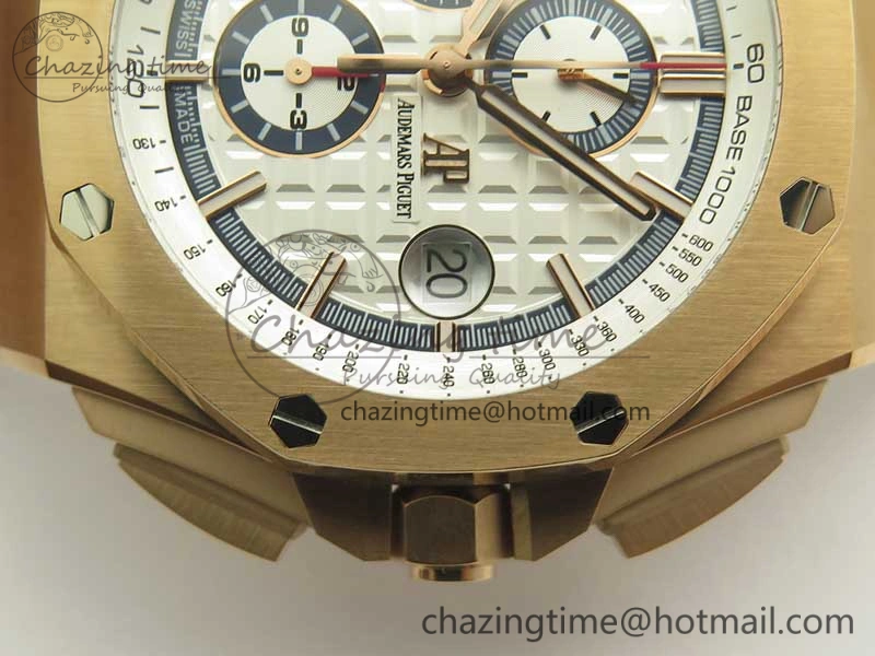 Classic Royal Oak Offshore 2017 44mm RG Summer Edition JF 1:1 Best Edition on White Rubber Strap A3126 V2 w  Cyclops 4930