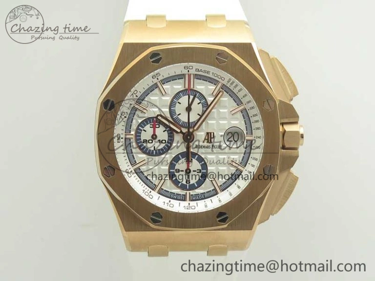Classic Royal Oak Offshore 2017 44mm RG Summer Edition JF 1:1 Best Edition on White Rubber Strap A3126 V2 w  Cyclops 4930