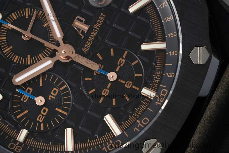 Royal Oak Offshore 2017 44mm Real Ceramic Bezel APF 1:1 Best Edition Black Dial RG Markers on Rubber Strap A SportInspired 4720