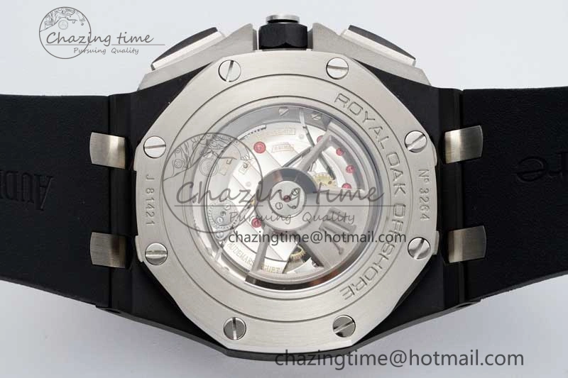Royal Oak Offshore 2017 44mm Real Ceramic Bezel APF 1:1 Best Edition Black Dial RG Markers on Rubber Strap A SportInspired 4720