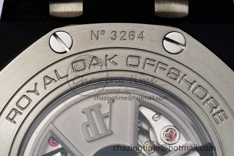 Royal Oak Offshore 2017 44mm Real Ceramic Bezel APF 1:1 Best Edition Black Dial RG Markers on Rubber Strap A SportInspired 4720