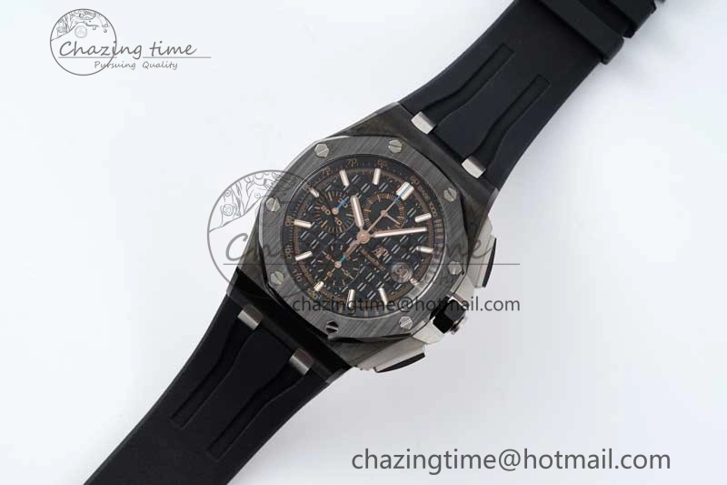 Royal Oak Offshore 2017 44mm Real Ceramic Bezel APF 1:1 Best Edition Black Dial RG Markers on Rubber Strap A SportInspired 4720