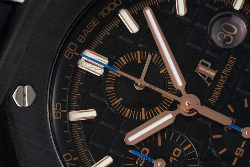 Royal Oak Offshore 2017 44mm Real Ceramic Bezel APF 1:1 Best Edition Black Dial RG Markers on Rubber Strap A SportInspired 4720