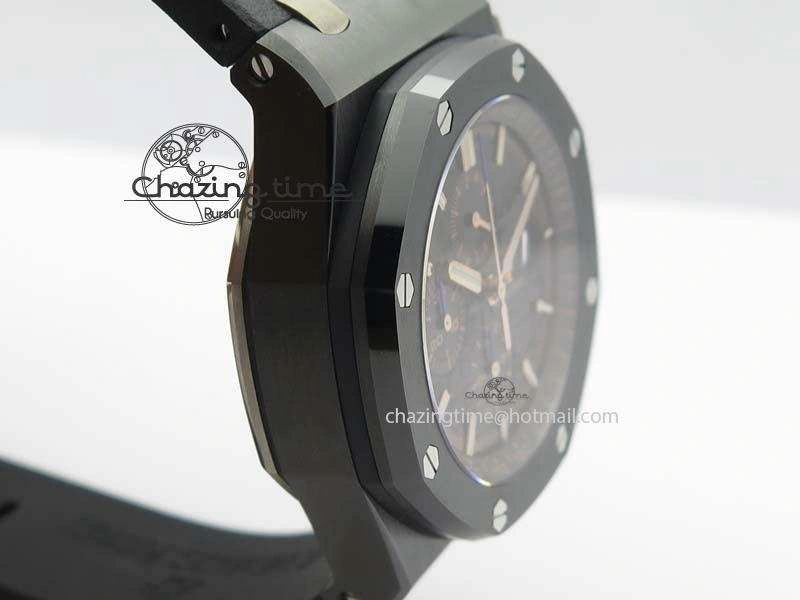 Thermal Royal Oak Offshore 2017 44mm Real Ceramic JF 1:1 Best Edition Black Dial RG Markers On Rubber Strap A 5023