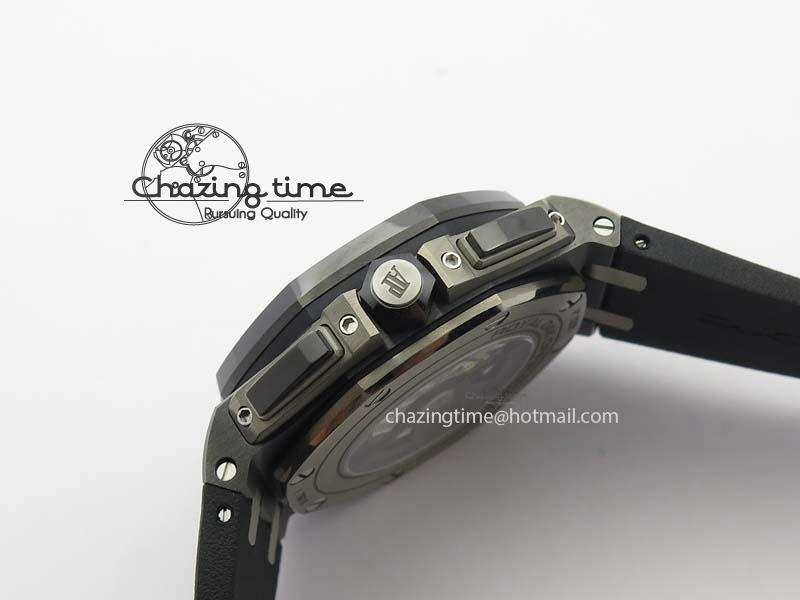 Thermal Royal Oak Offshore 2017 44mm Real Ceramic JF 1:1 Best Edition Black Dial RG Markers On Rubber Strap A 5023