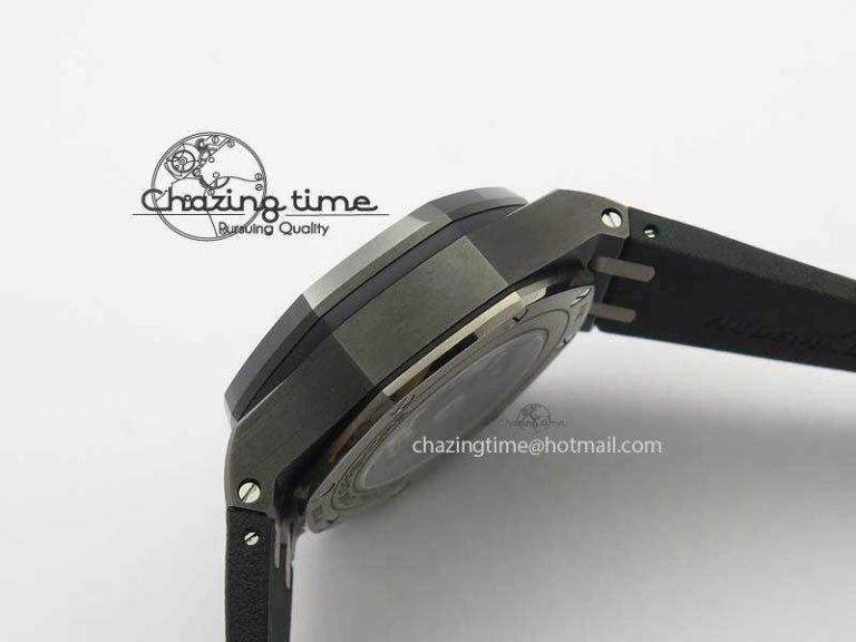 Thermal Royal Oak Offshore 2017 44mm Real Ceramic JF 1:1 Best Edition Black Dial RG Markers On Rubber Strap A 5023
