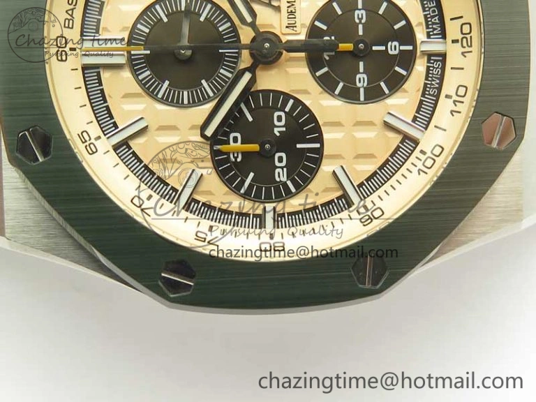 Affordable Royal Oak Offshore 2018 SIHH Combat 44mm JF 1:1 Best Edition Green Ceramic Bezel on Camo Rubber Strap A3126 w  Cyclops 4934