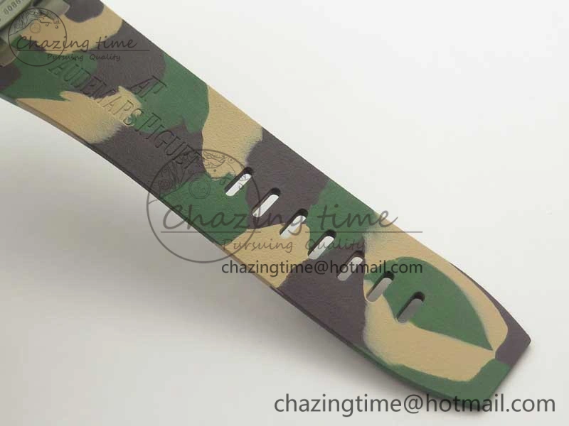 Affordable Royal Oak Offshore 2018 SIHH Combat 44mm JF 1:1 Best Edition Green Ceramic Bezel on Camo Rubber Strap A3126 w  Cyclops 4934