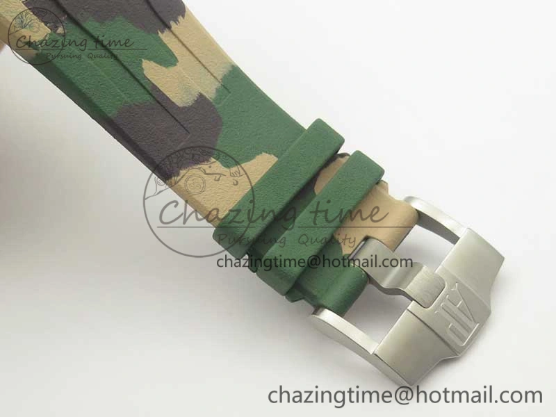 Affordable Royal Oak Offshore 2018 SIHH Combat 44mm JF 1:1 Best Edition Green Ceramic Bezel on Camo Rubber Strap A3126 w  Cyclops 4934