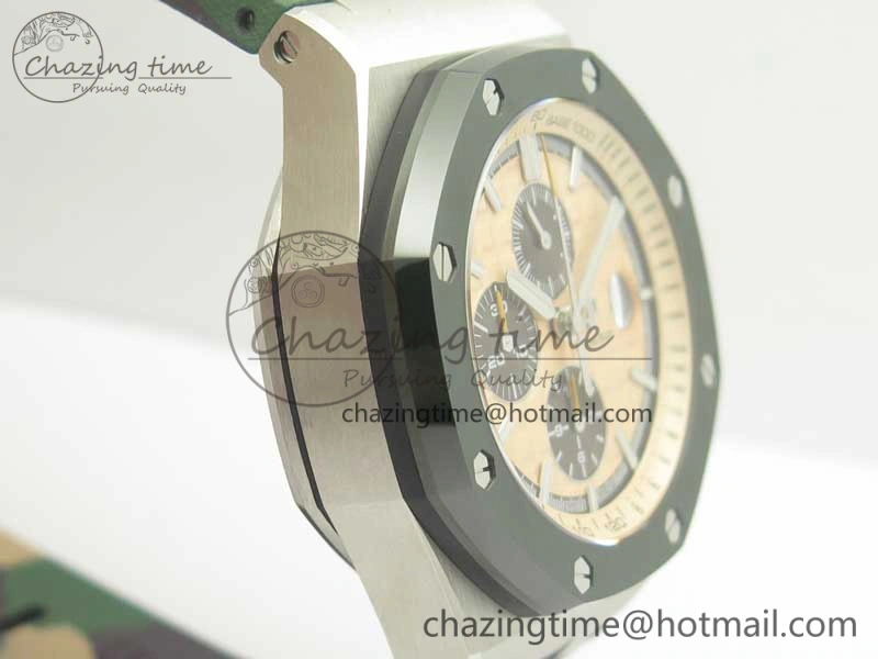 Affordable Royal Oak Offshore 2018 SIHH Combat 44mm JF 1:1 Best Edition Green Ceramic Bezel on Camo Rubber Strap A3126 w  Cyclops 4934
