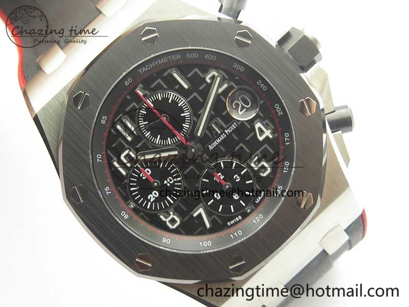 Royal Oak Offshore 2018 SIHH JF 1:1 Best Edition “Dark Knight” on Black Red Rubber Strap A3126 w  Cyclops TechFriendly 4938